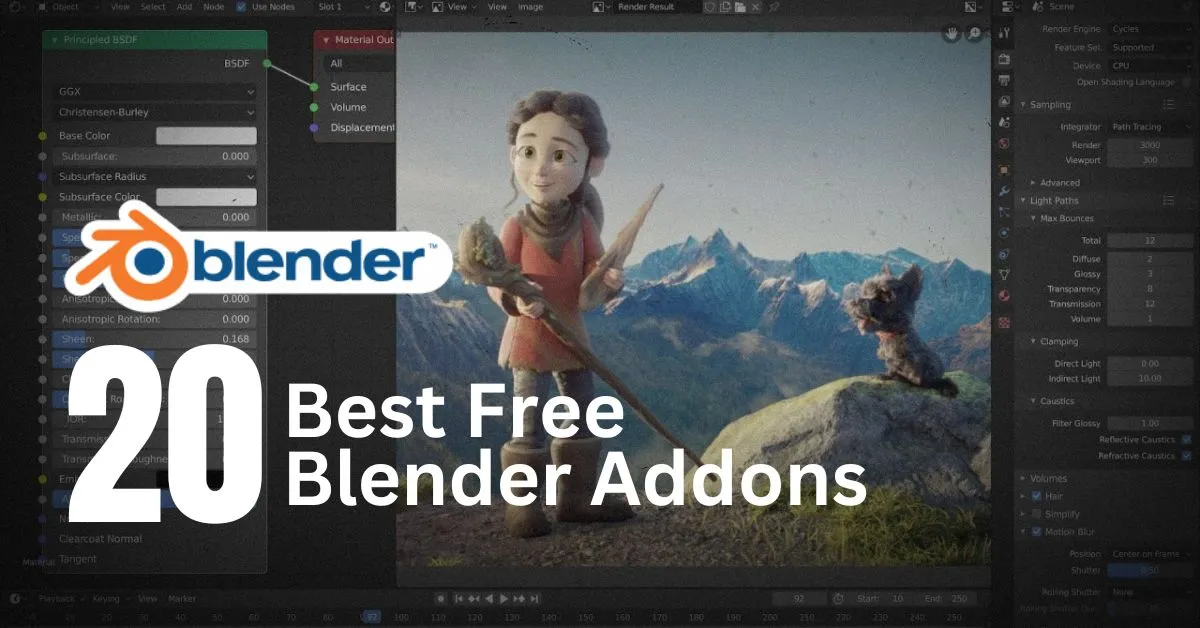 A collection of top free Blender addons displayed on a digital interface, showcasing their features and benefits.